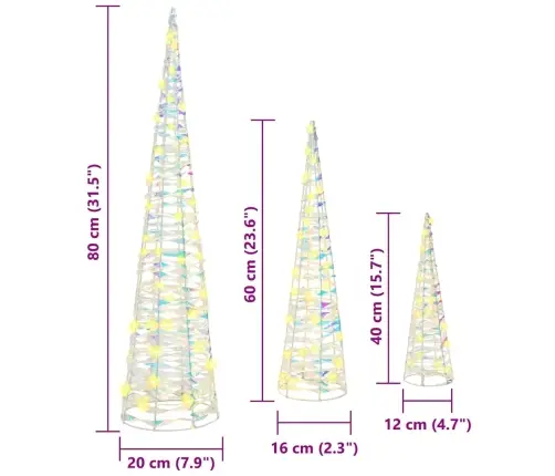 Ziemassvētku Eglīte 3 Pcs Silti Balta 40 Cm 60 Cm 80 Cm Pet Vidaxl