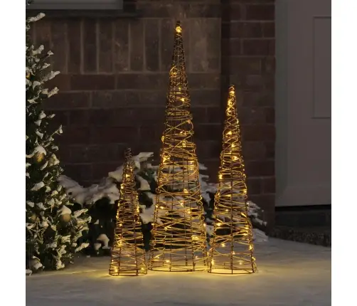 Jõulupuu Koos 90 Led-Iga 3 Pcs Soe Valge 20 X 20 X 80 Cm Rotang