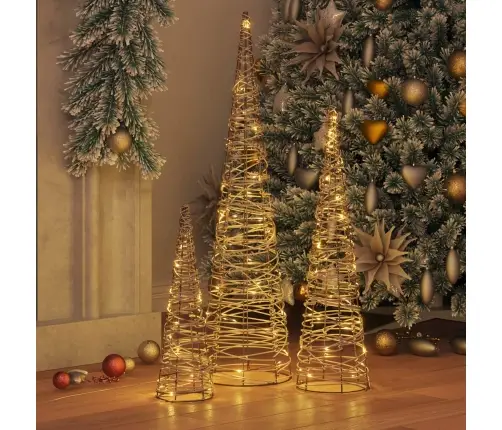 Jõulupuu Koos 90 Led-Iga 3 Pcs Soe Valge 20 X 20 X 80 Cm Rotang