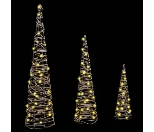 Jõulupuu Koos 90 Led-Iga 3 Pcs Soe Valge 20 X 20 X 80 Cm Rotang