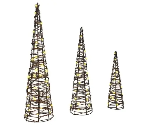 Jõulupuu Koos 90 Led-Iga 3 Pcs Soe Valge 20 X 20 X 80 Cm Rotang