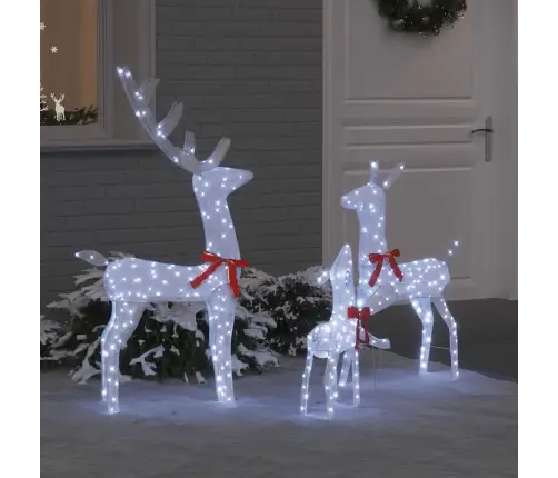 Ziemeļbriežu Ģimene 3 Pcs Vēsi Balta 68 X 26 X 127 Cm Audums Vidaxl