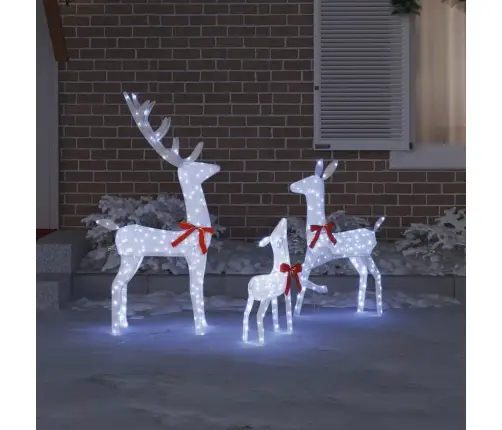 Ziemeļbriežu Ģimene 3 Pcs Vēsi Balta 68 X 26 X 127 Cm Audums Vidaxl