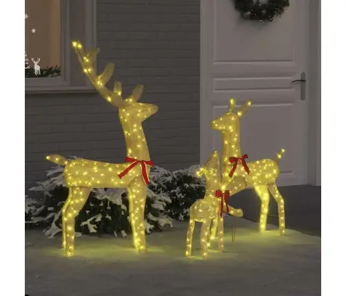 Ziemeļbriežu Ģimene 3 Pcs Silti Balta 68 X 26 X 127 Cm Audums Vidaxl