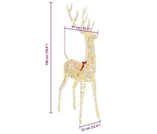 3D Ziemeļbriedis Silti Balta 180 Cm Pet Vidaxl