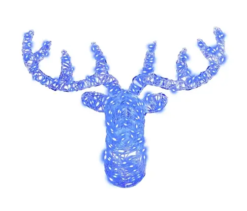 Põdra Pea Koos 140 Led-Iga Sinine 60 Cm Akrüül