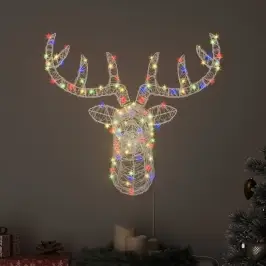 Elnių Galva Su 140 Led Spalvingas 60 Cm Akrilas