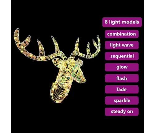 Ziemassvētku Ziemeļbriedis Ar Kamanām Silti Balta 60 Cm Pet Vidaxl