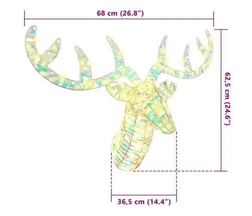 Ziemassvētku Ziemeļbriedis Ar Kamanām Silti Balta 60 Cm Pet Vidaxl