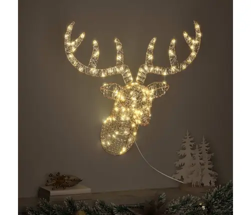 Ziemassvētku Ziemeļbriedis Ar Kamanām Silti Balta 60 Cm Pet Vidaxl