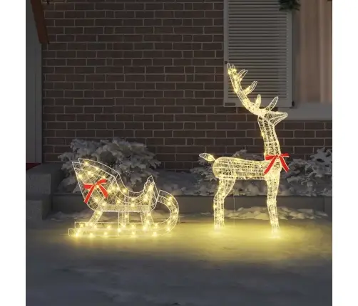 Ziemassvētku Ziemeļbriedis Ar Kamanām Silti Balta Vidaxl