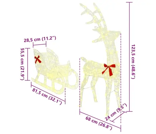 Ziemassvētku Ziemeļbriedis Ar Kamanām Silti Balta Vidaxl