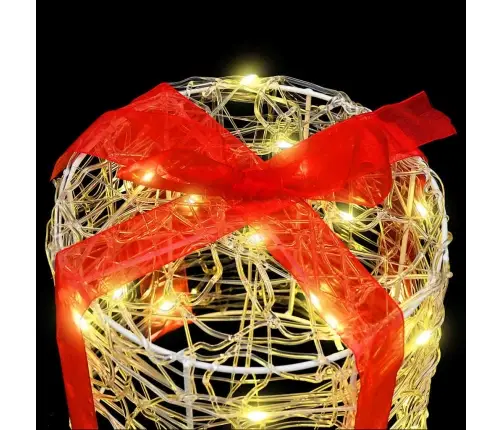 Dāvanu Kaste Dekorācija 3 Pcs Silti Balta 20 X 20 X 21 Cm Vidaxl