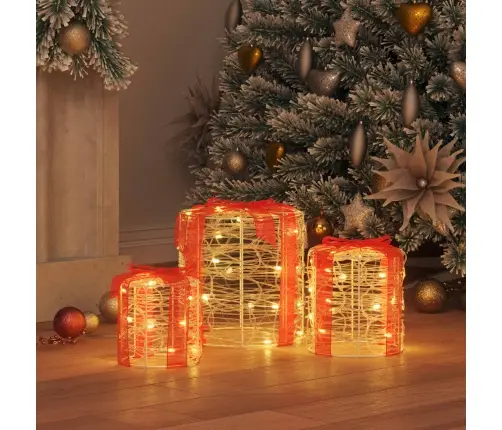 Dāvanu Kaste Dekorācija 3 Pcs Silti Balta 20 X 20 X 21 Cm Vidaxl