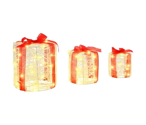 Dāvanu Kaste Dekorācija 3 Pcs Silti Balta 20 X 20 X 21 Cm Vidaxl