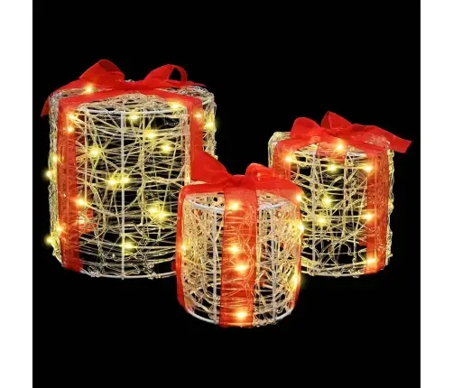 Dāvanu Kaste Dekorācija 3 Pcs Silti Balta 20 X 20 X 21 Cm Vidaxl