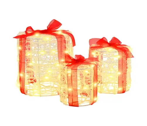 Dāvanu Kaste Dekorācija 3 Pcs Silti Balta 20 X 20 X 21 Cm Vidaxl