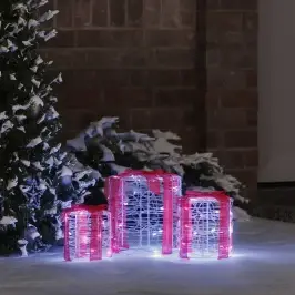 Dāvanu Kaste Dekorācija 3 Pcs Vēsi Balta 20 X 20 X 21 Cm Akrils Vidaxl