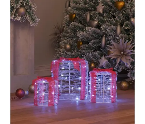 Dāvanu Kaste Dekorācija 3 Pcs Vēsi Balta 20 X 20 X 21 Cm Akrils Vidaxl