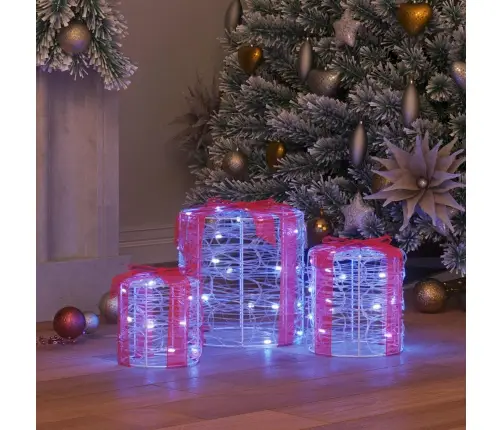 Dāvanu Kaste Dekorācija 3 Pcs Zila 20 X 20 X 21 Cm Akrils Vidaxl