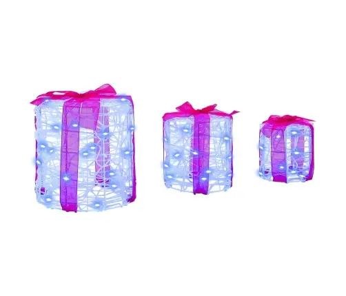 Dāvanu Kaste Dekorācija 3 Pcs Zila 20 X 20 X 21 Cm Akrils Vidaxl