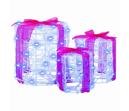 Dāvanu Kaste Dekorācija 3 Pcs Zila 20 X 20 X 21 Cm Akrils Vidaxl