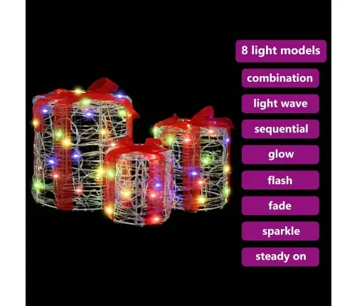 Dovanos Dėžutės Dekoracija 3 Pcs Spalvingas 20 X 20 X 21 Cm