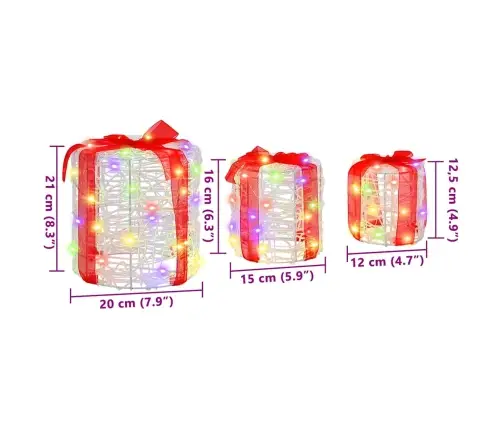 Dovanos Dėžutės Dekoracija 3 Pcs Spalvingas 20 X 20 X 21 Cm