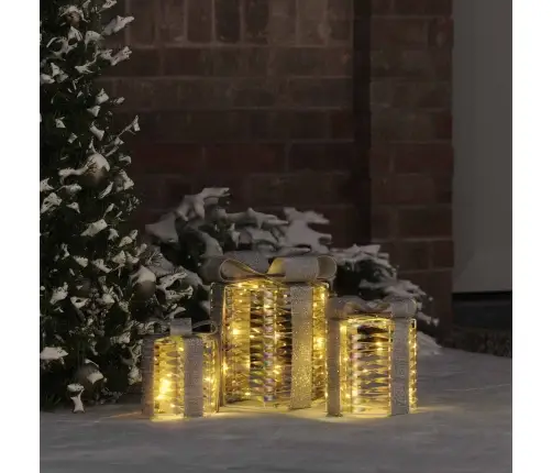 Dāvanas Kastes Dekorācija 3 Pcs Silti Balta Pet Vidaxl