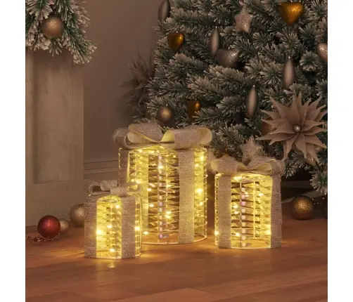 Dāvanas Kastes Dekorācija 3 Pcs Silti Balta Pet Vidaxl