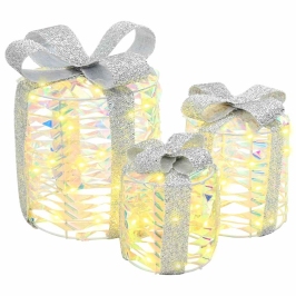 Dāvanas Kastes Dekorācija 3 Pcs Silti Balta 20 X 20 X 20 Cm Pet Vidaxl