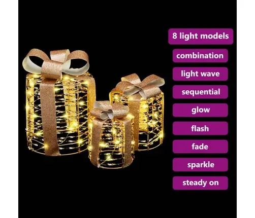 Dāvanas Kastes Dekorācija 3 Pcs Silti Balta Pet Vidaxl