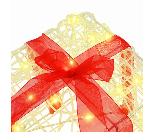 Dāvanu Kaste Su 60 Led 3 Pcs Silti Balta 20 X 20 X 20 Cm Akrils Vidaxl