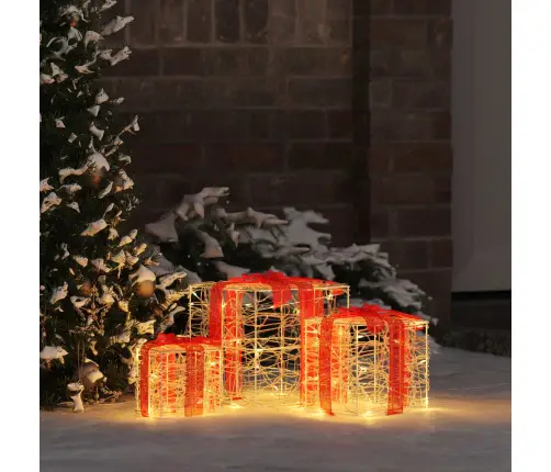 Dovanų Dėžė Su 60 Led 3 Pcs Šilta Balta 20 X 20 X 20 Cm Akrilas