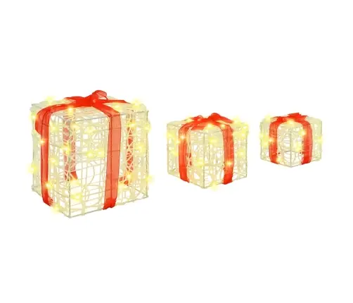 Dovanų Dėžė Su 60 Led 3 Pcs Šilta Balta 20 X 20 X 20 Cm Akrilas