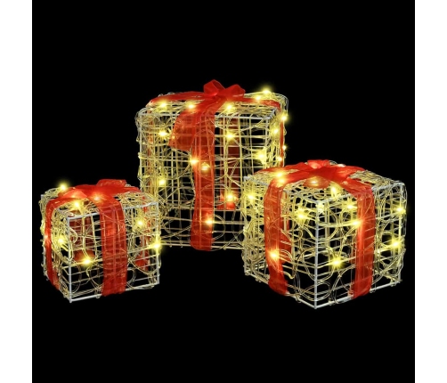 Dāvanu Kaste Su 60 Led 3 Pcs Silti Balta 20 X 20 X 20 Cm Akrils Vidaxl