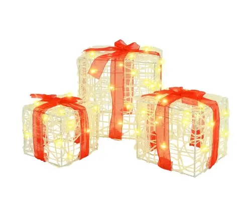 Dovanų Dėžė Su 60 Led 3 Pcs Šilta Balta 20 X 20 X 20 Cm Akrilas