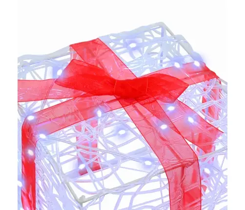 Dāvanu Kaste Su 60 Led 3 Pcs Vēsi Balta 20 X 20 X 20 Cm Akrils Vidaxl