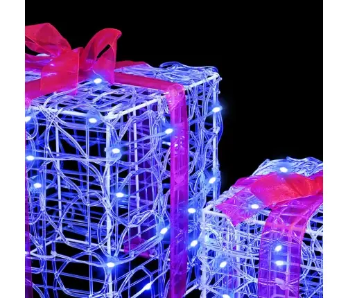Dāvanu Kaste Su 60 Led 3 Pcs Zila 20 X 20 X 20 Cm Akrils Vidaxl