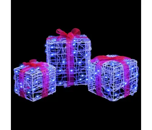 Dāvanu Kaste Su 60 Led 3 Pcs Zila 20 X 20 X 20 Cm Akrils Vidaxl
