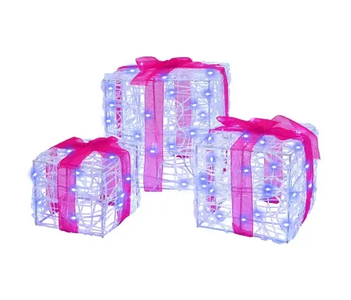 Dāvanu Kaste Su 60 Led 3 Pcs Zila 20 X 20 X 20 Cm Akrils Vidaxl
