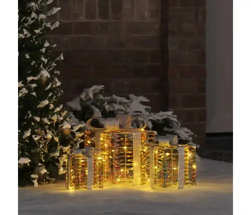 Dāvanu Kaste Su 60 Led 3 Pcs Silti Balta 20 X 20 X 20 Cm Pet Vidaxl