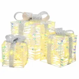 Dāvanu Kaste Su 60 Led 3 Pcs Silti Balta 20 X 20 X 20 Cm Pet Vidaxl