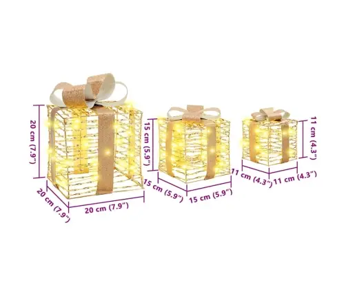 Kingituse Kast 3 Pcs Soe Valge 20 X 20 X 20 Cm Pet