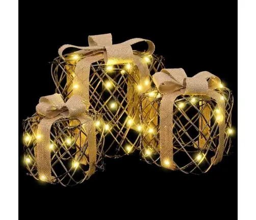 Dāvanu Kaste 3 Pcs Silti Balta 20 X 20 X 20 Cm Rotangpalma Vidaxl