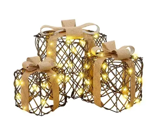 Dāvanu Kaste 3 Pcs Silti Balta 20 X 20 X 20 Cm Rotangpalma Vidaxl