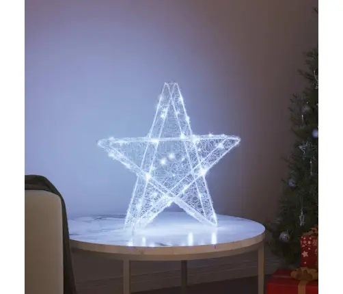 3D Žvaigždė Su 50 Led Šalta Balta 55 X 53.5 X 10 Cm Akrilas
