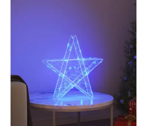 3D Zvaigzne Su 50 Led Zila 55 X 53.5 X 10 Cm Akrils Vidaxl