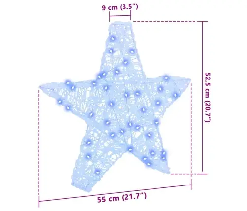 3D Täht Koos 50 Led-Iga Sinine 55 X 53.5 X 10 Cm Akrüül