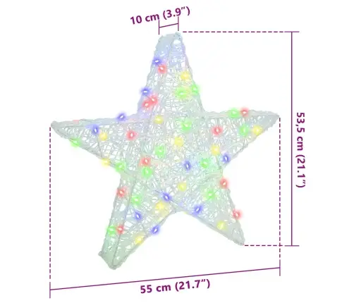 3D Täht Koos 50 Led-Iga Mitmevärviline 55 X 53.5 X 10 Cm Akrüül
